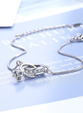 Trendy 925 Silver Heart Double Circle Geometric Charm