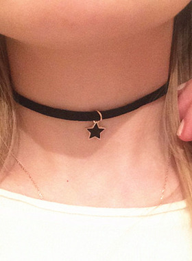 Gothic Star Shape Black Velvet Chocker Necklace For Women