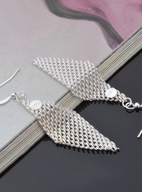 2021 Fashion 925 Silver Needle Jewelry Earrings Shaped Mesh