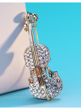 Fashion Women Violin Brooches Pins Punk Personality