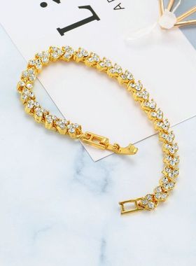 Luxury Roman Crystal Bracelet For Women Fashion Heart Chain