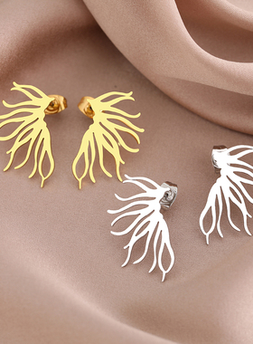 Stainless Steel Earrings Millennium Ginseng Design Charms