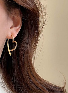 Vintage Gold Color Heart Hoop Earrings for Women Fashion