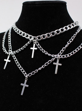 Goth Streetwear Necklaces Grunge Cross Pendants Women Men