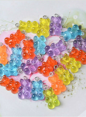10/50Pcs Colorful Gummy Bear Pendant Charms for Necklace