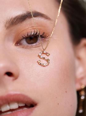 INS 925 Sterling Silver Gold Letter M Pendant Initial F