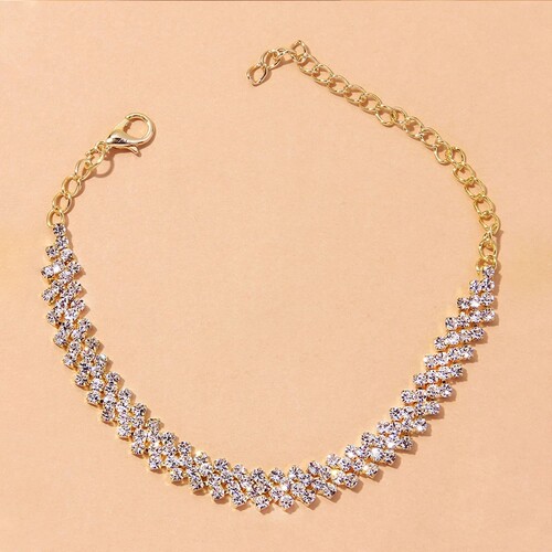 Beach Accessories Crystal Lozenge Anklet for Women Indian - 图2