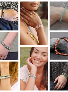 3Pcs/Set Natural Stone Beads Bracelet Adjustable Rope