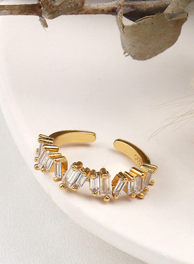 925 Sterling Silver Rings for Women Curve Diamond Vintage