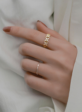 Ring for Women Crystal Butterfly Ring Simple Luxury Opening