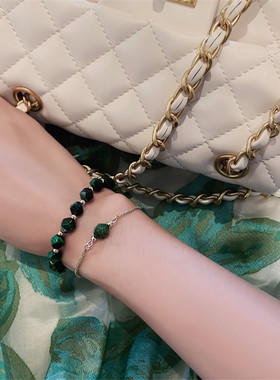 Korean Luxury Green Natural Stone Bracelet Woman Simple Per