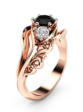 Witch Ring Unique Black Stone Prong Setting Twist Band