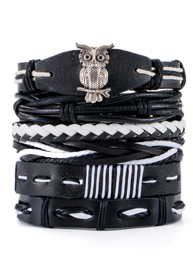 2023Vintage Multi-layer Punk Gothic Red PU Leather Bracelet