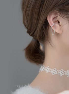 1 Pcs Non-pierced Ear Clip Korean Chain Tassel Clip