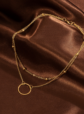 NEW Choker Chains Necklace Women Two Layer Round Necklaces