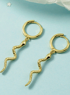 Snake Hoop Earrings for Women Men Animal Pendant Gold