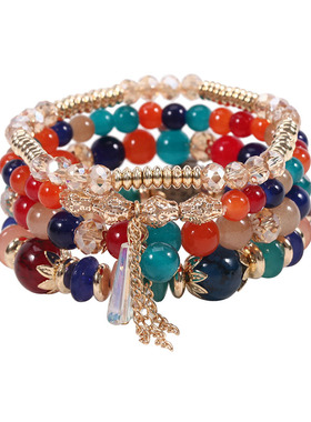 4Pcs/Set Boho Colorful Beads Bracelet Set For Women Fashion