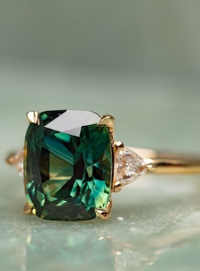 Elegant Square Emerald Ring for Women Fashion Gold Color
