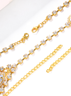 Boho Crystal Chest Chain Necklace Water Drop Sexy Harness