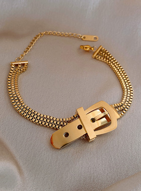 DIEYURO 316L Stainless Steel Gold Color Multilayer Cross