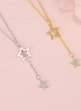 Christmas Gift 925 Sterling Silver Cute Shiny Star Choker