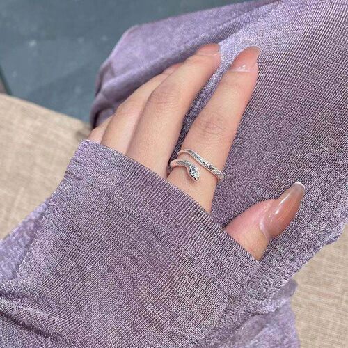 New Sliver Color Snake Shaped Ring for Women Men Fashion - 图0