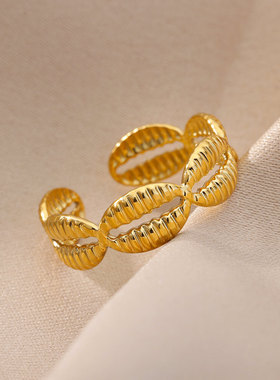 Shell Rings for Women Gold Plated Luxury Adjustable