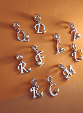 2022 New Bead charm Letter A-Z Crystal Pendant Bead Fit
