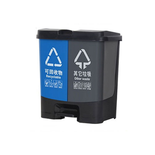 敏胤L2040 20L+20L 脚踏式双桶分类垃圾桶 (计价单位：个) 蓝灰色 - 图0