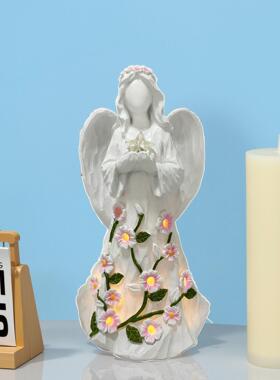玫瑰天使花朵缠绕白色天使翅膀室内外led灯装饰工艺品热