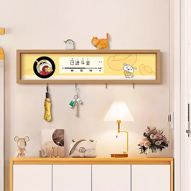 Entrance entrance decoration paintings, crayons, Shin-shiba, no punching wall shelf, door key decoration hook