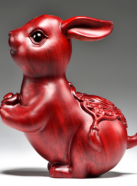 红花梨木红色木兔家居客厅装饰