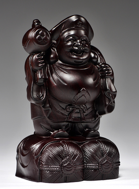 黑檀木站像大黑天菩萨佛像摆件