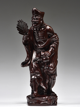 黑檀实木质雕刻活佛济公摆件降龙罗汉佛像家居客厅装饰工艺品摆设