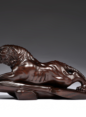 木雕老虎摆件实木质动物生肖虎家居玄关中式客厅办公室装饰礼品