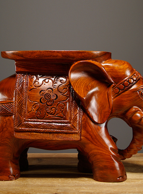 花梨木雕大象换鞋凳大象凳子红木