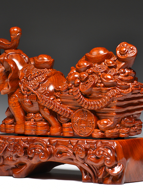 中式大象摆件花梨实木家居饰品