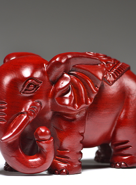 花梨木福财象摆件吉象装饰工艺品