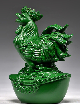 木雕鸡摆件新中式家居客厅