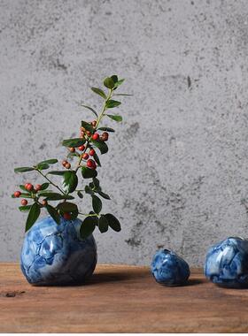 水培多肉手绘青花办公室小号摆件