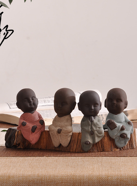 紫砂汽车橱窗配件禅意风花盆茶宠