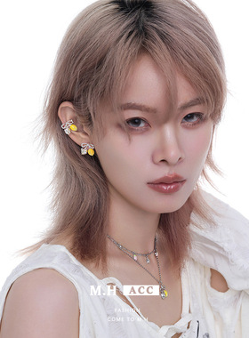 夏日多巴胺清柠物语蝴蝶结系列耳环女原创设计甜美小清新耳钉耳饰
