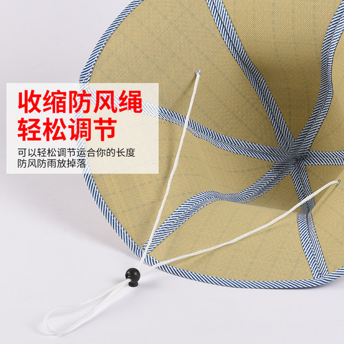 草帽遮阳农民斗笠折叠男款防晒户外女钓鱼大帽檐下地草编帽子大沿 - 图1