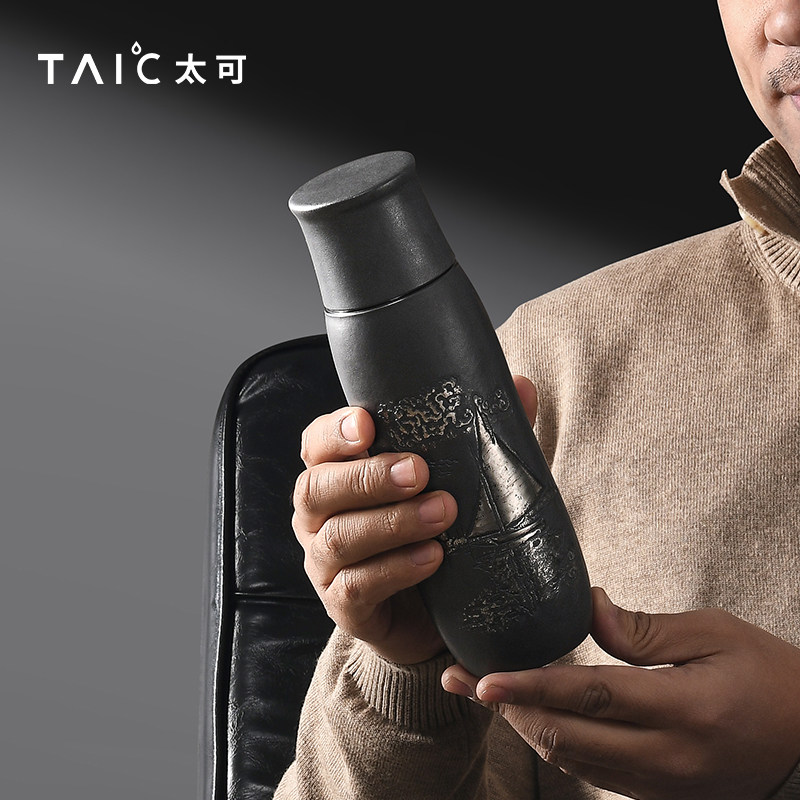 TAIC太可纯钛保温杯送领导轻奢高档水杯手工錾刻钛艺焖茶杯390ml,淘宝优惠券,粉丝福利购,淘宝优惠卷