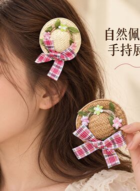 蝴蝶结花环帽子发夹可爱发卡子侧