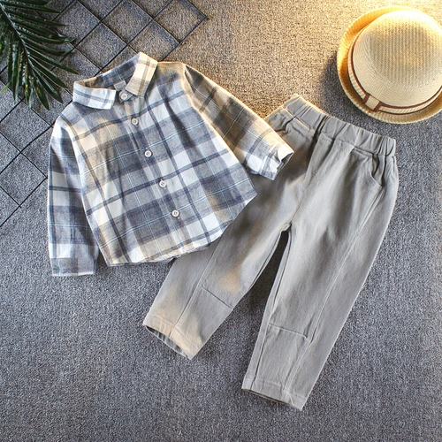 Осенний детский трикотажный свитер для мальчиков, жилет, комплект для раннего возраста, детская одежда, в западном стиле, 3 предмета, в корейском стиле