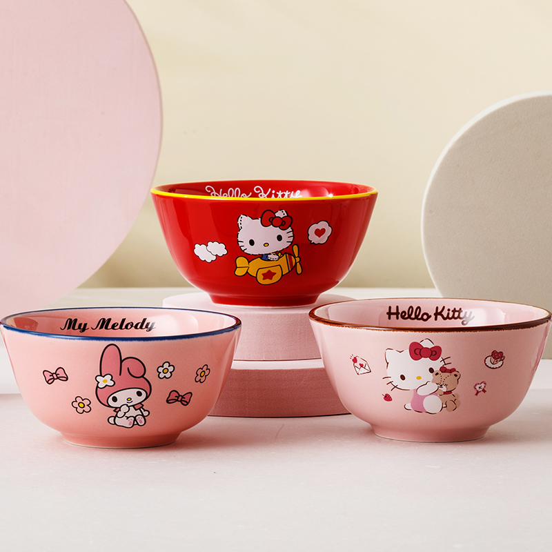 hellokitty陶瓷碗可爱卡通家用餐具儿童创意帕恰狗个人专用吃饭碗-图2