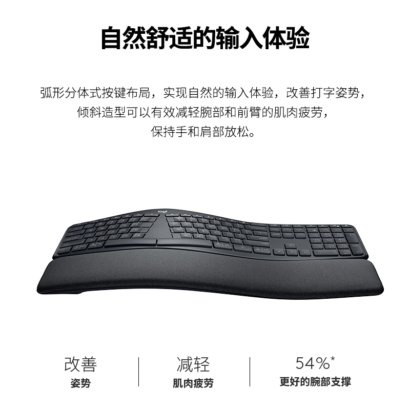 【官方旗舰店】罗技ERGO K860商用无线蓝牙人体工学键盘掌托办公 - 图3