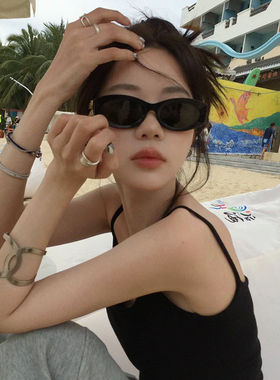 防紫外线复古黑色猫眼墨镜韩版女