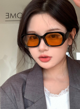 防紫外线欧美多边形橘黄太阳镜女